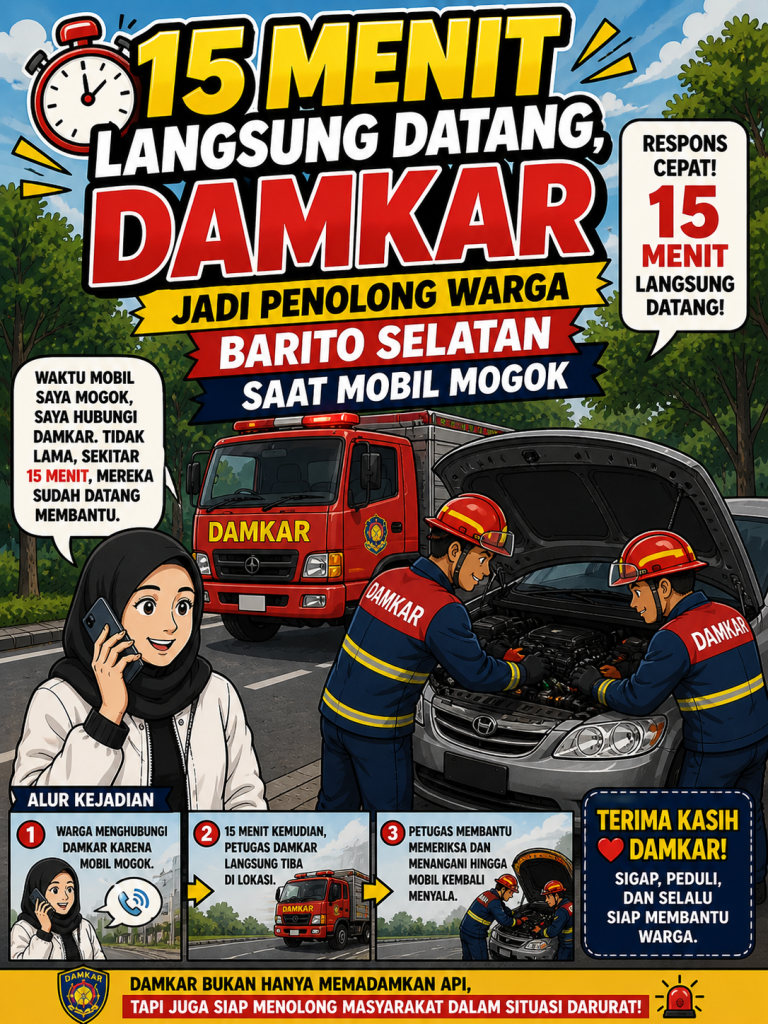 15 Menit Langsung Datang, Damkar Jadi Penolong Warga Barito Selatan Saat Mobil Mogok